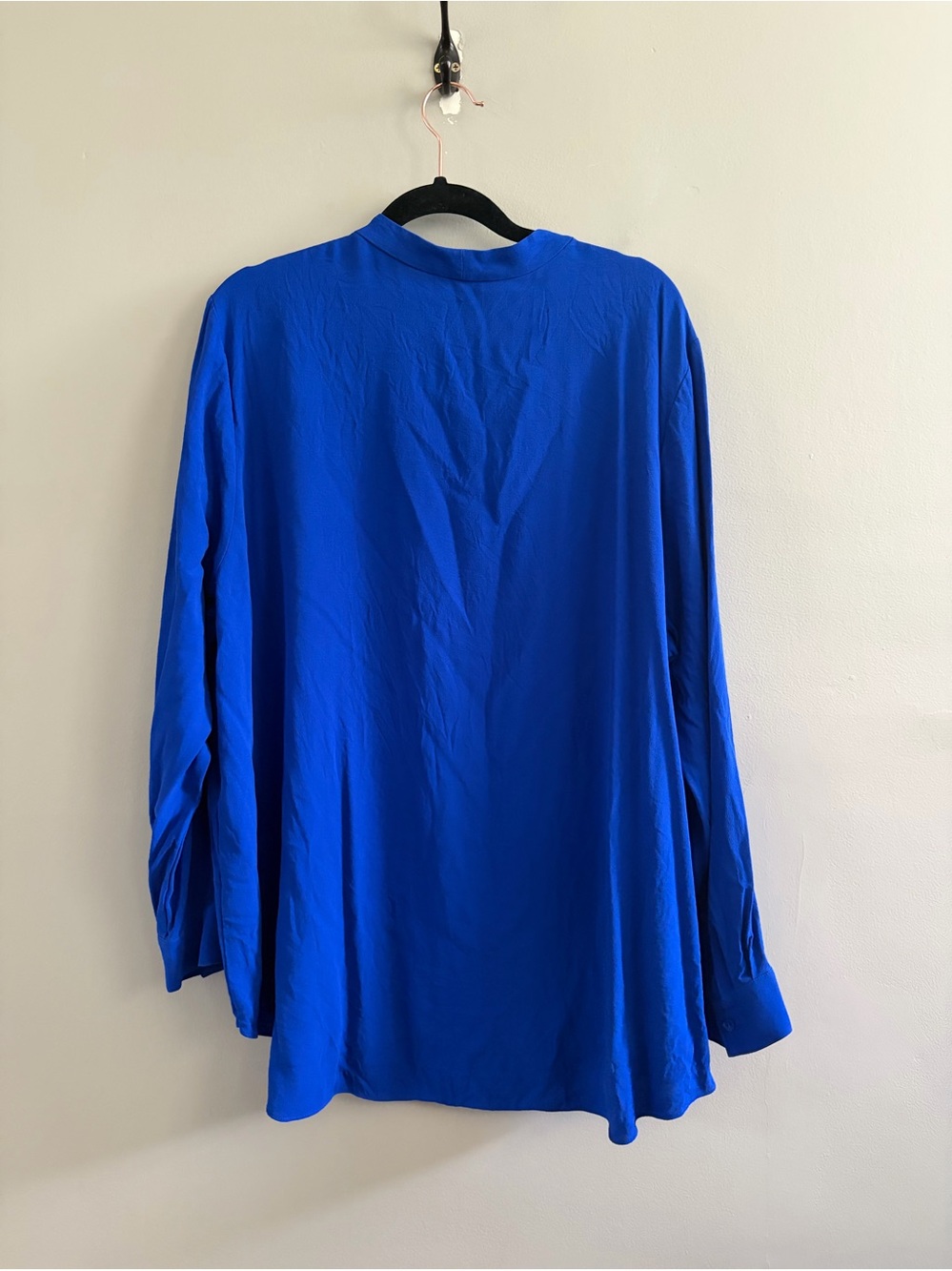 Eileen Fisher Royal Blue 100% Silk Tunic Top Women's XL Flowy - Picture 2 of 5